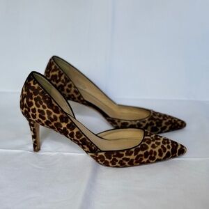 J Crew Collection dOrsay Pumps Leopard Calf Hair 3” heel, size 9.5